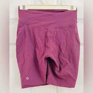 Lululemon Base Pace Ribbed Biker Shorts Women’s Size 6 Pink Maroon